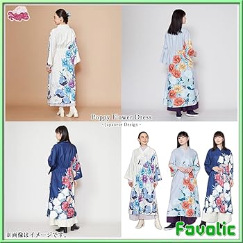 Amazon.co.jp: 阿芙蓉ならい ワンピース 着物風 レディース 花柄